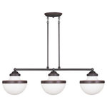 Livex Lighting - Livex Lighting 5718-67 Oldwick - Three Light Island - Accommodate sloped ceilings. Includes 6",12" & 18"Oldwick Three Light  Olde Bronze Hwith Bl *UL Approved: YES Energy Star Qualified: n/a ADA Certified: n/a  *Number of Lights: Lamp: 3-*Wattage:100w Medium Base bulb(s) *Bulb Included:No *Bulb Type:Medium Base *Finish Type:Olde Bronze