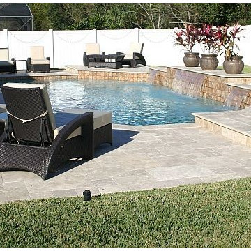 170 - Modern Geometric Pool with Sleek Waterfalls