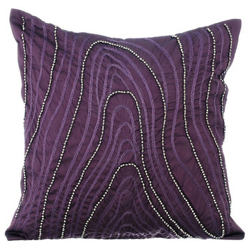 Purple Throw Pillow Covers 16"x16" Silk, Purple Circuit