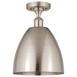 Innovations Lighting - Innovations Lighting 516-1C-SN-MBD-9-SN 1 Light 9" Semi-Flush Mount - Innovations Lighting 516-1C-SN-MBD-9-SN Ballston Dome 1 Light inch Semi-Flush Mount. Style: Industrial, Farmhouse, Restoration-Vintage. Collection: Ballston. Material: Steel, Cast Brass. Metal Finish(Body): Brushed Satin Nickel. Metal Finish(Shade): Brushed Satin Nickel. Metal Finish(Canopy/Backplate): Brushed Satin Nickel. Dimension(in): 12.875(H) x 9(W) x 9(Dia). Bulb: (1)60W Medium Base Vintage Bulb recommended(Not Included). Voltage: 120. Dimmable: Yes. Color Temperature: 2200. CRI: 99.9. Lumens: 220. Maximum Wattage Per Socket: 100. Sloped Ceiling Compatible: No. Shade Material: Metal. Glass or Metal Shade Color: Brushed Satin Nickel. Shade Size Dimension(in): 9(Dia) x 8.125(H). Shade Fitter Measurement: Neckless with a 2.125 inch Hole. Canopy Dimension(in): 4.5(Dia) x 0.75(H). ADA Compliant: No. UL and ETL Certification: Damp Location.