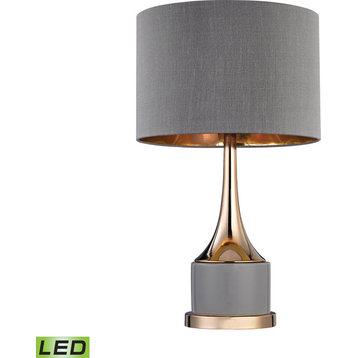 Small Gold Cone Neck Lamp - Grey,Gold, LED