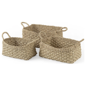 Set of Three Weaved Wicker Storage Baskets