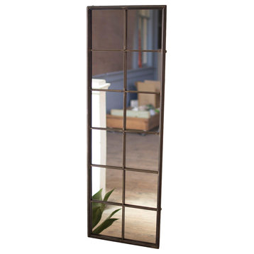 Rectangle Antique Style Galvanized Metal Framed Wall Mirror, 12-Windows Divided