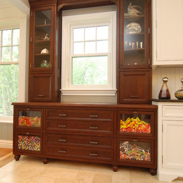 Traditional Kitchen with Glass-Front Candy Drawers