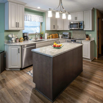 Two Tone Kitchen with Irish Creme Cabinets and Rustic Dockside Island