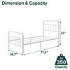 Classic Platform Bed, Metal Frame & Headboard With Rounded Edges, White, Twin