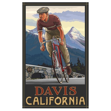Paul A. Lanquist Davis California Downhill Biker Blue Art Print, 12"x18"
