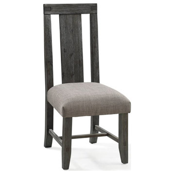 Modus Meadow Solid Wood Uphostered Armless Accent Chair in Graphite (Set of 2)