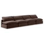 Meridian Furniture - Comfy Upholstered Modular Sofa, Brown, 4-Piece: 4 Armless Chair, Velvet - Give your space a whole new look with this brown Comfy velvet sofa. This handsome sofa fits nicely with other items in the Comfy collection and is a versatile seating option designed for adaptability, comfort and style. Wrapped in rich brown durable velvet upholstery, this sofa offers a plush embrace of overstuffed down feather cushions, carefully crafted to deliver the highest level of comfort. The perfect seat for creating an oasis for relaxation, this sofa has thick foam surrounding its frame for added support and coziness.