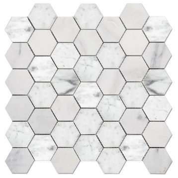 12 in. x 12 in. Marble Mosaic Wall Tile, Hexagon