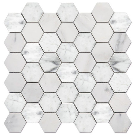 12 in. x 12 in. Marble Mosaic Wall Tile, Hexagon