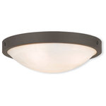 Livex Lighting - Ceiling Mount With White Alabaster Glass, Bronze - Classic and inviting, this flush mount works well with any style of decor. Finished in bronze with white alabaster glass for soft illumination.