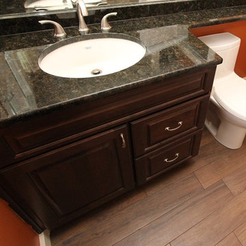 Colorful Rustic Bathroom with a Banjo Countertop