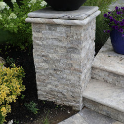 Silver Travertine & Rain Cloud Marble Poroject in Oster Bay - Landscaping Stones And Pavers