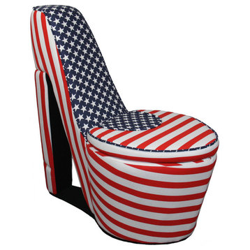 Patriotic Blue Star High Heels Storage Chair