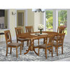 East West Furniture Plainville 7-piece Wood Dining Set in Saddle Brown