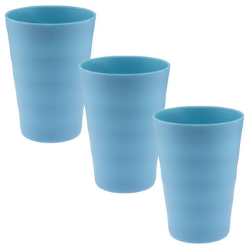 Break-Resistant Plastic Cups 12Oz, Reusable Design, Set of 3, Blue