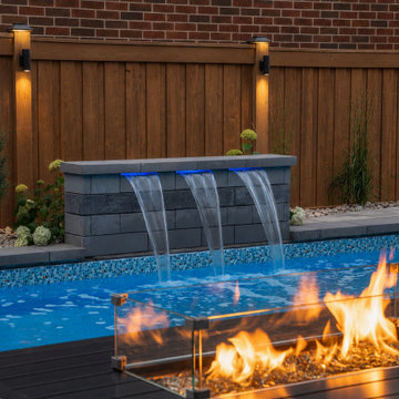 Modern Backyard Renovation with Pool, Composite Deck & Aluminum Pergola