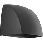 Progress Lighting - Progress Lighting Cornice 1-Light Wall Sconce with HAL AC LED Module, Black - Modern geometric outdoor LED sconces are designed to complement a range of residential and commercial architectural styles. ADA compliant. 9w LED is 3000K, 90+ CRI in a Black cast aluminum shade. Dark Sky compliant.