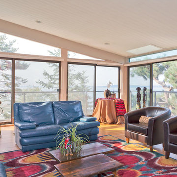Puget Sound Waterfront Home, Basement Transformation and Living Room Facelift