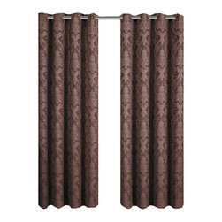 Royal Tradition - Blair Jacquard Grommet Top Panels, Set of 2, Chocolate, 108"x96" - Curtains