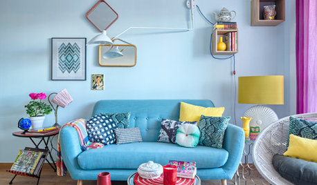 Ideas para decorar: Utiliza el mismo color en el sofá y la pared