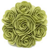 Multi Rose Motifs Felt 15" Round Decorative Throw Pillow, Lime