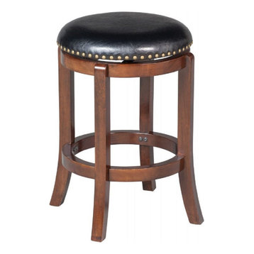 GIA 24-Inch Backless Stool with Faux Leather Seat 1-Pack Antique White/Black 