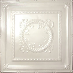 2434 Tin Ceiling Tile - White - Bowed Wreath - Ceiling Tile