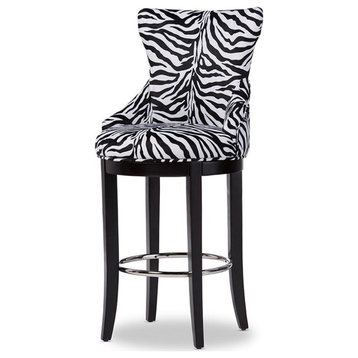 Bowery Hill 45.63"H Contemporary Fabric Upholstered Bar Stool in Black/White