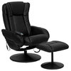 Flash Furniture Massaging Black Recliner and Ottoman with Wrapped Base