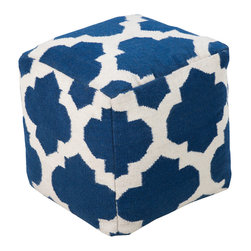 Navy Moroccan Tile Pouf - Floor Pillows And Poufs