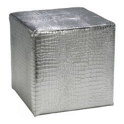 Cyan Designs 170L7 - Slvr Faux Reptile Ottoman - Products