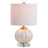 Pearl 17.5" Glass and Crystal LED Table Lamp, White/Gold
