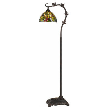 Benzara BM224936 Metal Tiffany Floor Lamp with Leaf Accents, Multicolor