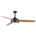 Matthews Fan Company - T-24, Ceiling Fan, LED-  Textured Bronze Finish, Maple/Barn Wood Blades - The T24 is Matthews' 52"' contemporary, yet humble three blade ceiling fan.  The efficient 3-speed AC motor and Title 24 qualified LED Light Kit are operated by wall control.
