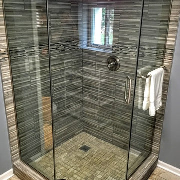 Custom bathroom glass, frameless shower enclosure