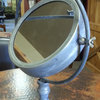 Tilting Metal Mirror on Stand With Bird Finial, Vanity/ Tabletop Mirror