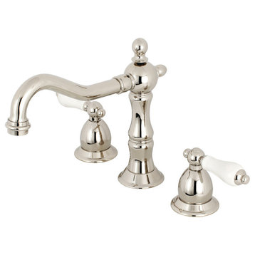 Kingston Brass Widespread Bathroom Faucet With Brass Pop-Up, Polished Nickel