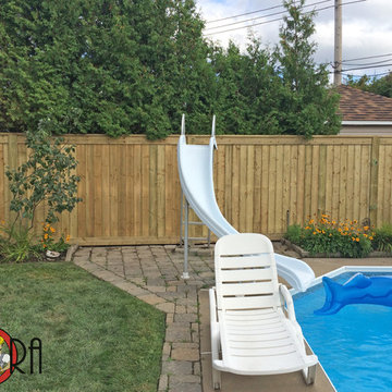 Palisade Style Wood Fence, 6x6 posts, with Horizontal Trim Boards