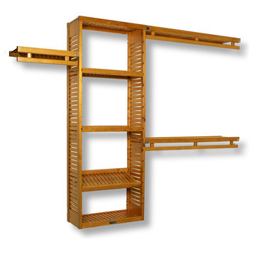 Solid Wood Reach-In Closet Organizer with hanging, Honey Maple
