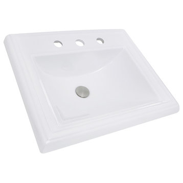 Nantucket Sinks 23" Rectangular Drop-In Ceramic Vanity Sink, Di-2418-R8