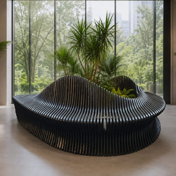 Sculptural Plant Bench with Integrated Planter | Custom Parametric Bench