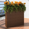 vidaXL Planter Patio Flower Box with 4 Removable Inner Pots Brown Poly Rattan