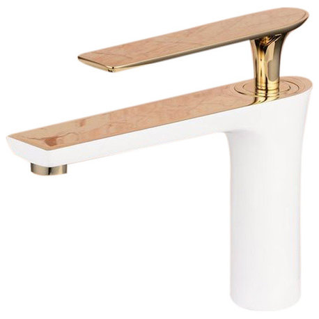 Bitonto Gold Polished Single Handle White Painting Bathroom Faucet