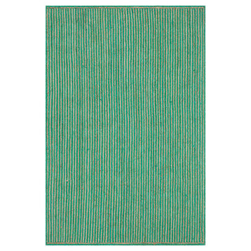 Alyssa Subtle Stripe Contemporary Area Rug, Dark Green, 3'x5'