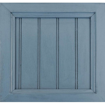 Tall Plain Glass Door TV Console (Smokey Blue-Birch)