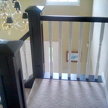 custom handrail, shoerail, spindles and newel posts