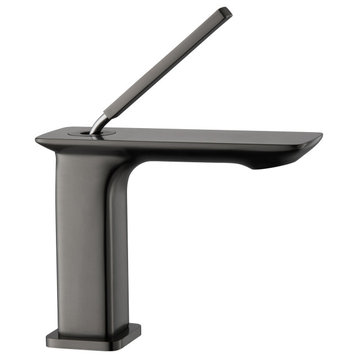 Single Level Handle Solid Brass Bathroom Faucet, Gray