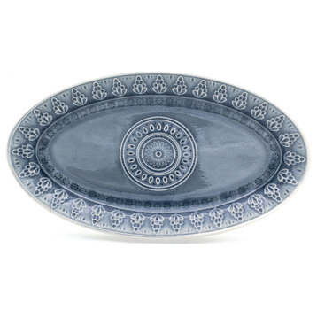 Euro Ceramica Fez Oval Platter, Gray